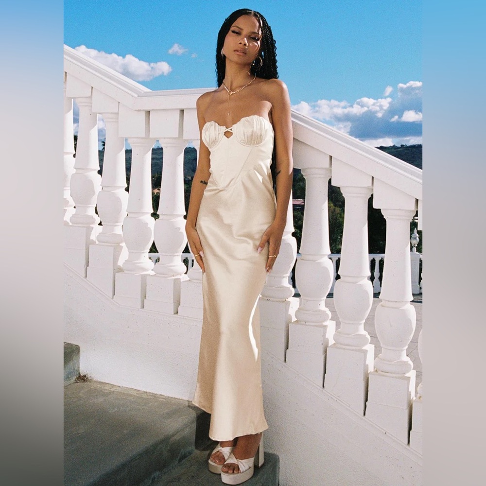 Princess Polly | KINNEY STRAPLESS MAXI DRESS CREAM